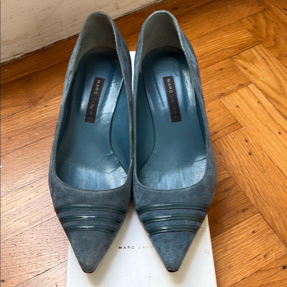 Marc Jacobs Teal Suede Sky suede mini heel